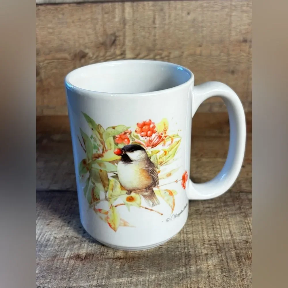 Marjolein Bastin Hallmark Sketchbook Chickadee Bird Coffee Mug 2004 Thailand